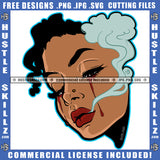 African American Beautiful Woman Head Design Woman Eye Blood Dripping Smoke On Mouth Vector Design Element SVG JPG PNG Vector Clipart Cricut Cutting Files