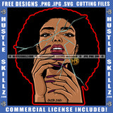 African American Beautiful Woman Face Mirror Broken Design Woman Eye Blood Dripping Smoke On Mouth Vector Design Element SVG JPG PNG Vector Clipart Cricut Cutting Files