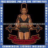Melanin Bodybuilding Woman Female Muscle Flex Fitness Smile Face Girl Gym Workout Train Health Weight Pose Fit Body Strong Design Logo SVG PNG Vector Files