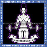 African American Melanin Bodybuilding Woman Female Muscle Flex Fitness Smile Face White Color Girl Gym Workout Train Health Weight Pose Fit Body Strong Design Logo SVG PNG Vector Files