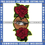 Face Eye Eyeball Rose Flowers Design Element Leaves Black Woman Blood Dripping Red Color Tears Abstract Graphic Grind SVG PNG JPG Vector Cutting Cricut Files