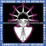 African American Statue Of Liberty Hard Praying Woman White Color Design Colorful Borderline Melanin Girl Crown On Head Black Girl Vector Design Element Ski Gangster SVG JPG PNG Vector Clipart Cricut Cutting Files