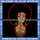African American Woman Hands Tied Rope And Melanin Girl Tide Up Mouth With Tape Afro Hair Vector Design Element Black Girl Blood Dripping On Eye Ski SVG JPG PNG Vector Clipart Cricut Cutting Files