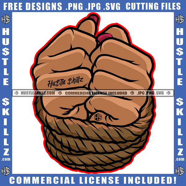 Woman Hands Tied Rope Vector Design Element Rope And Fist Hand SVG JPG PNG Vector Clipart Cricut Cutting Files