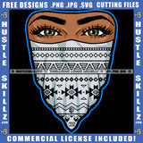 African American Gangster Woman Eyes Design Element Melanin Woman Wearing Musk Sexy Eye SVG JPG PNG Vector Clipart Cricut Cutting Files