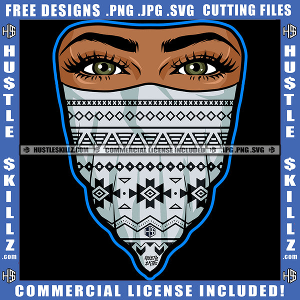 African American Gangster Woman Eyes Design Element Melanin Woman Wearing Musk Sexy Eye SVG JPG PNG Vector Clipart Cricut Cutting Files