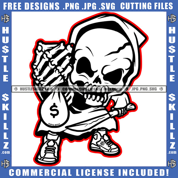 Grim Reaper Decal Halloween Skull Skeleton Head No Eye Design Element ...