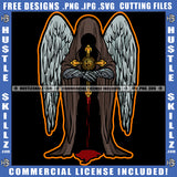 Death Angle Knight Large Back Patch Custom With Large Wings No Face Design Element  SVG JPG PNG Vector Clipart Cricut Cutting Files