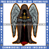 Death Angle Knight Large Back Patch Custom With Large Wings No Face Design Element  SVG JPG PNG Vector Clipart Cricut Cutting Files