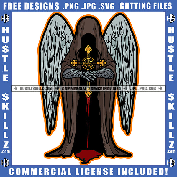 Death Angle Knight Large Back Patch Custom With Large Wings No Face Design Element  SVG JPG PNG Vector Clipart Cricut Cutting Files