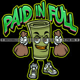 Cartoon Money Roll Funny Character Holding Money Bag Design Element Cash Money Roll Smile Face SVG JPG PNG Vector Clipart Cricut Cutting Files