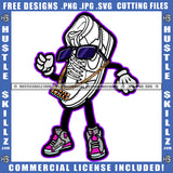Funny Cartoon Shoes Character Wearing Sunglass And Hustle Chain Slipper Standing Design Element Shoe Character Also Wearing Shoe SVG JPG PNG Vector Clipart Cricut Cutting Files