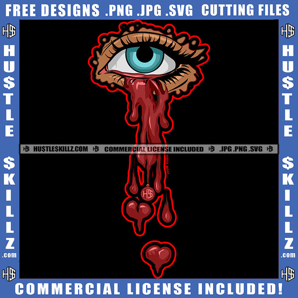 Cartoon Devil Eyes Blood Dripping Design Element Eye Open Looking SVG JPG PNG Vector Clipart Cricut Cutting Files