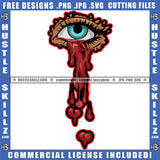 Cartoon Devil Eyes Blood Dripping Design Element Eye Open Looking SVG JPG PNG Vector Clipart Cricut Cutting Files