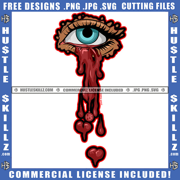 Cartoon Devil Eyes Blood Dripping Design Element Eye Open Looking SVG JPG PNG Vector Clipart Cricut Cutting Files