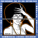 African American Black Woman Wearing Sunglass Hand On Head Long Nail Design Element Melanin Woman Wearing Cloth SVG JPG PNG Vector Clipart Cricut Cutting Files