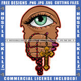 Eye Eyeball Face Looking Watching Hand Design Element Rosary Beads Icon Graphic On Hustling Hustle Grind Skillz SVG PNG JPG Vector Cutting Cricut Files