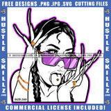 Melanin Woman Ghetto Street Girl Long Nails Tongue Out Glasses Design Element Gangster Flow Long Nail Hand White Color Hustler SVG JPG PNG Vector Clipart Cricut Cutting Files