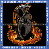 Grim Reaper Halloween Standing No Face Blood Dripping On Stick Vector Design Element Devil Evil Face SVG JPG PNG Vector Clipart Cricut Cutting Files