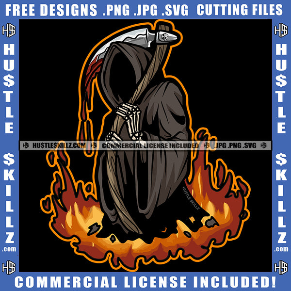 Grim Reaper Halloween Standing No Face Blood Dripping On Stick Vector ...