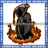 Grim Reaper Halloween Standing No Face Blood Dripping On Stick Vector Design Element Devil Evil Face SVG JPG PNG Vector Clipart Cricut Cutting Files
