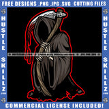 Grim Reaper Halloween Standing No Face Horror Blood Dripping On Stick Vector Design Element Devil Evil Face SVG JPG PNG Vector Clipart Cricut Cutting Files