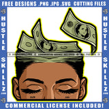 African American Woman Face Eyes Design Element Cash Money On Head Melanin Woman Eyes Magic Ski Mask Gangster SVG JPG PNG Vector Clipart Cricut Cutting Files