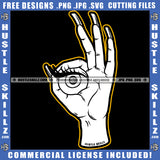Woman Hand Ok Sign On Devil Eyes Blood Dripping Woman Hand Long Nail White Color Design Evil Eyes Horror Design Element Magic Ski SVG JPG PNG Vector Clipart Cricut Cutting Files
