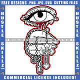 Eye Eyeball Face Looking Blood Dropping Watching Hand Design Element White Color Rosary Beads Icon Graphic On Hustling Hustle Grind Skillz SVG PNG JPG Vector Cutting Cricut Files
