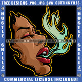 African American Melanin Woman Half Face Blowing Flames Fire Heat Energy Hot Blaze Hoops Graphic Grind Skillz SVG PNG JPG Vector Cutting Cricut