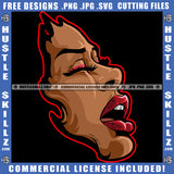 Products African American Melanin Woman Half Face Vector Design Element Open Mouth Heat Energy Hot Blaze Hoops Graphic Grind Skillz SVG PNG JPG Vector Cutting Cricut