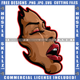 Products African American Melanin Woman Half Face Vector Design Element Open Mouth Heat Energy Hot Blaze Hoops Graphic Grind Skillz SVG PNG JPG Vector Cutting Cricut