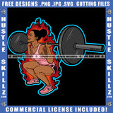 Fitness Freak Athlete Girl Doing Weight Lifting In Gym Healthy Lifestyle Gymnastic Conceptual Vector Illustration Isolated SVG JPG PNG Vector Clipart Cricut Cutting Files