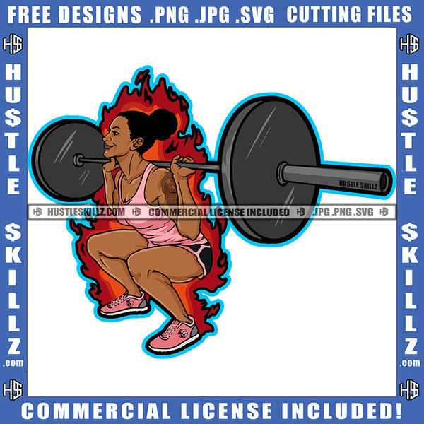 Fitness Freak Athlete Girl Doing Weight Lifting In Gym Healthy Lifestyle Gymnastic Conceptual Vector Illustration Isolated SVG JPG PNG Vector Clipart Cricut Cutting Files