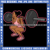 African Woman Fitness Freak Athlete Girl Doing Weight Lifting In Gym Healthy Lifestyle Gymnastic Conceptual Vector Illustration Isolated SVG JPG PNG Vector Clipart Cricut Cutting Files