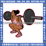 African Woman Fitness Freak Athlete Girl Doing Weight Lifting In Gym Healthy Lifestyle Gymnastic Conceptual Vector Illustration Isolated SVG JPG PNG Vector Clipart Cricut Cutting Files