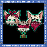 White Cute Cat Head Wearing Mask Design Element Cute Cat Color Head Gangster Cat Squad SVG JPG PNG Vector Clipart Cricut Cutting Files