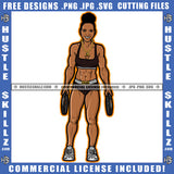 African American Fitness Woman Holding Weight Smile Face Vector Design Element Melanin Six Pack Woman Wearing Bikini SVG JPG PNG Vector Clipart Cricut Cutting Files