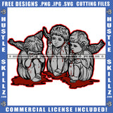 Baby Angel Sitting Design Element Angle Crying Eyes Blood Dripping Vector Blood On Floor  SVG JPG PNG Vector Clipart Cricut Cutting Files