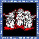 Baby Angel Sitting Design Element Angle Crying Eyes Blood Dripping Vector Blood On Floor  SVG JPG PNG Vector Clipart Cricut Cutting Files