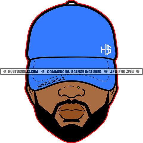 Black Man Beard Goatee Baseball Cap Hat Hustler Hustle Skillz JPG PNG  Clipart Cricut Silhouette Cut Cutting