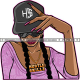 Black Woman Baseball Cap Braids Sunglasses Shades Hand Hat Purple Top Shirt Skillz JPG PNG  Clipart Cricut Silhouette Cut Cutting