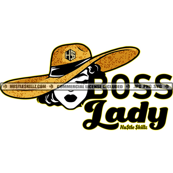 Boss Lady Gold Glitter Hat Logo Business Logo Manager Successful Woman CEO Executive Skillz JPG PNG  Clipart Cricut Silhouette Cut Cutting