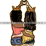 Queens Crowns Two Women Friends Besties Girlfriends Heart Love Sign Hug Black White Women  Skillz JPG PNG  Clipart Cricut Silhouette Cut Cutting