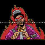 Gangster Young Man Beard Purple Hoodie Backpack Book Bag Gold Rings Hustle Chain Bracelets Sunglasses Flames Fire Skillz JPG PNG  Clipart Cricut Silhouette Cut Cutting