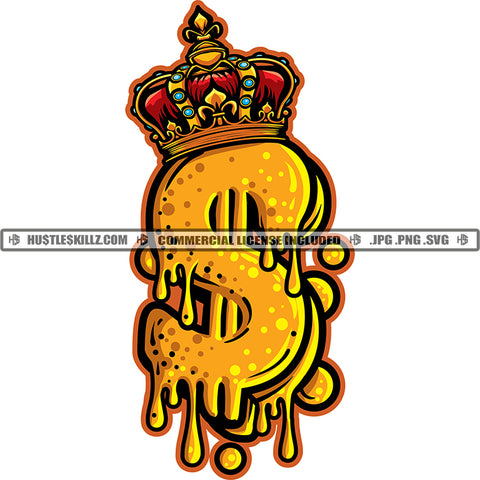 Gold Dollar Sign Crown Gold Emblem Dripping Gold Icon Logo Jewelry  Skillz JPG PNG  Clipart Cricut Silhouette Cut Cutting
