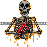 Creepy Skeleton Bones Death Skull Bloody Heart Dripping Blood  Skillz JPG PNG  Clipart Cricut Silhouette Cut Cutting
