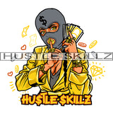 African American Sexy Woman Holding Bundle Money Nubian Girl Shut Up Hand Sign Design Element Black Girl Magic Ski Mask Gangster SVG JPG PNG Vector Clipart Cricut Cutting Files