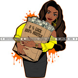 Black Woman Yellow Blouse Top Grocery Bag Brown Bag Zero Percent Luck One Hundred Percent Hustle Dripping Skillz JPG PNG  Clipart Cricut Silhouette Cut Cutting