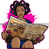 Black Woman Rollers Hair Reading News Paper A Year From Now Hairdresser Blue Robe  Skillz JPG PNG  Clipart Cricut Silhouette Cut Cutting